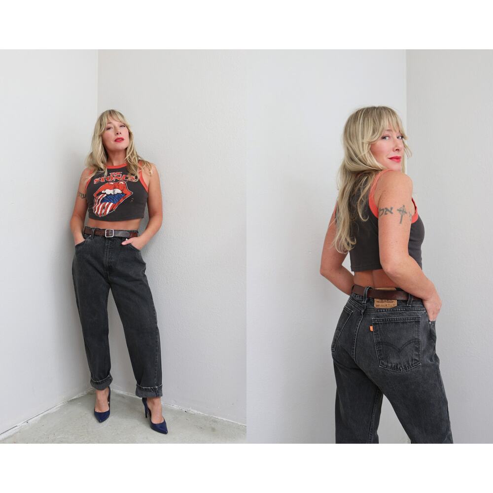 1990's Vintage Levi's 505 Black Fade Orange Tag Jeans Womens LG XL 35" 36" Waist